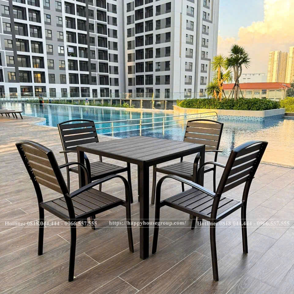 Bàn ghế vuông Composite ngoài trời 