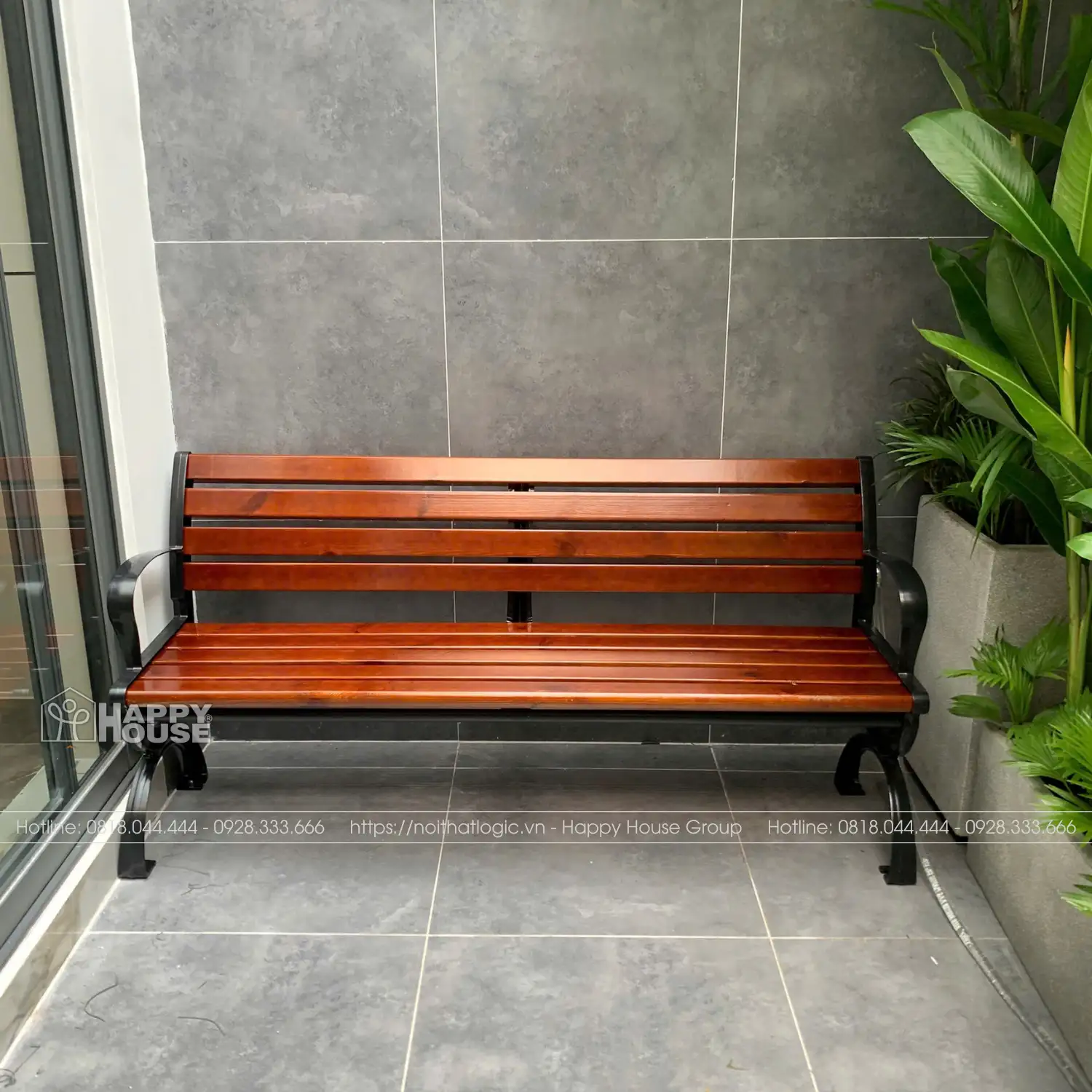 Ghế Công Viên Khung hợp kim nhôm, nan Gỗ thông Chile GCV-G02