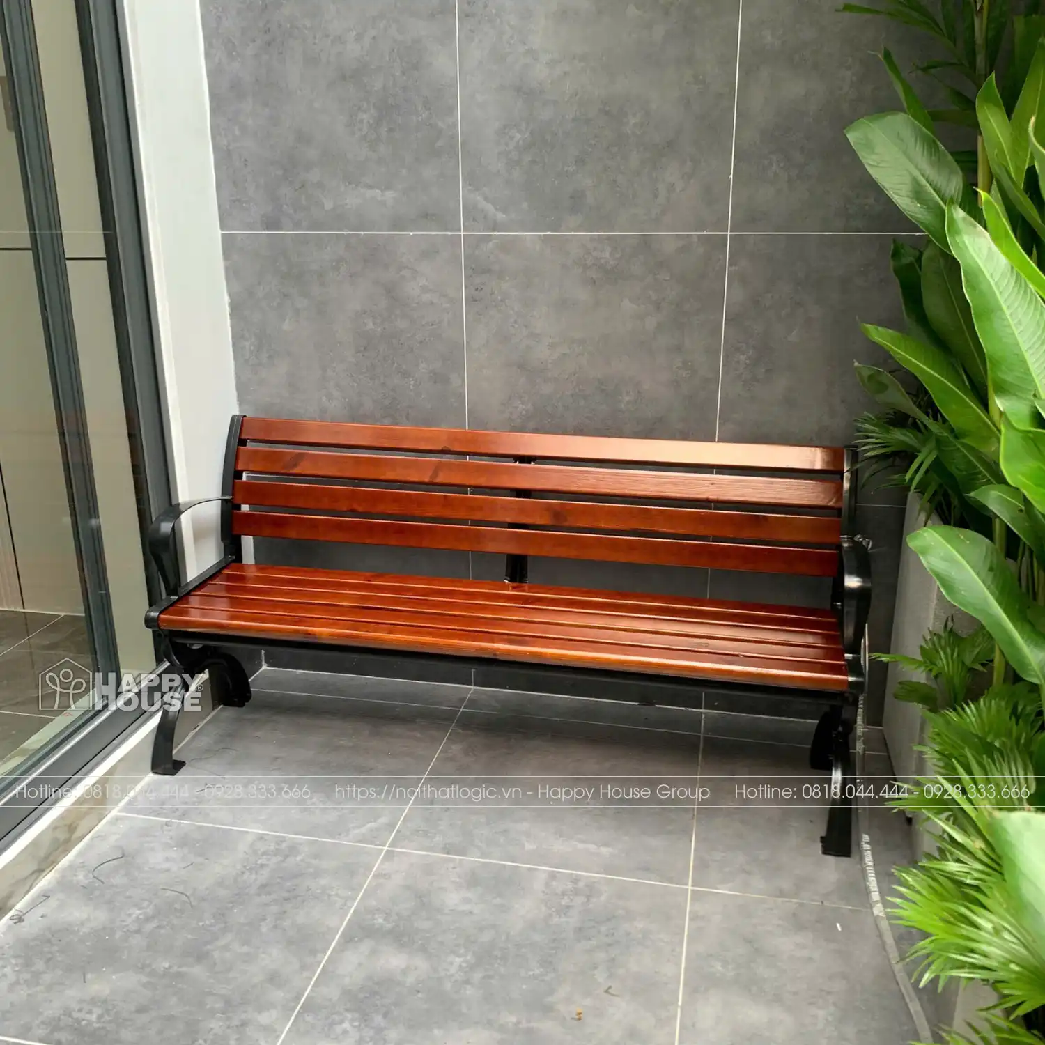 Ghế Công Viên Khung hợp kim nhôm, nan Gỗ thông Chile GCV-G02