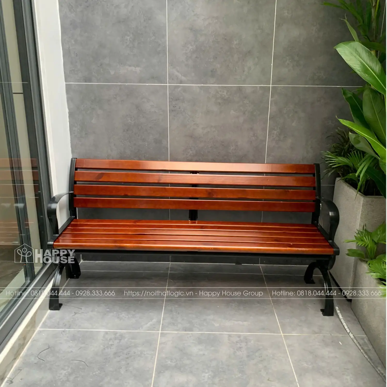 Ghế Công Viên Khung hợp kim nhôm, nan Gỗ thông Chile GCV-G02