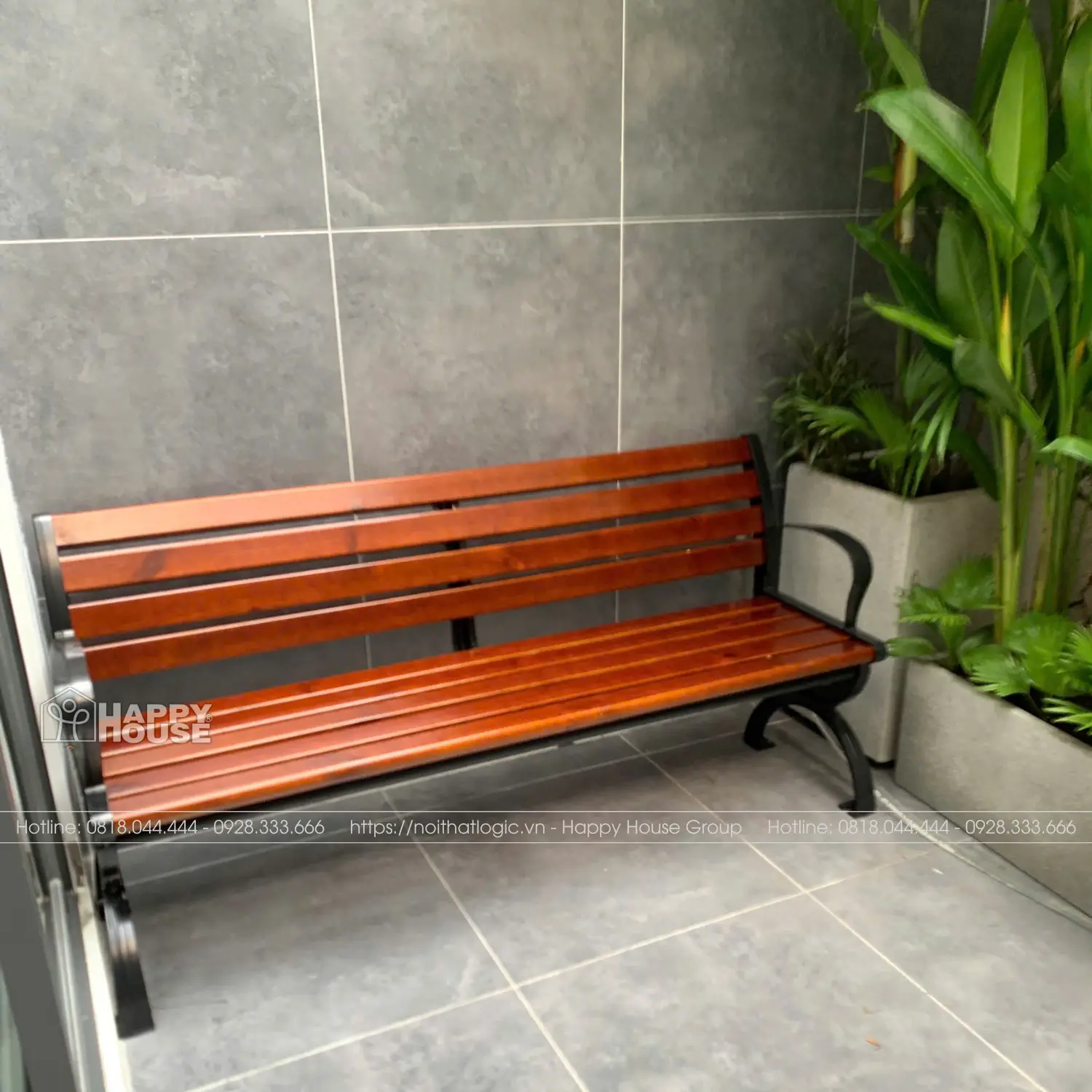 Ghế Công Viên Khung hợp kim nhôm, nan Gỗ thông Chile GCV-G02