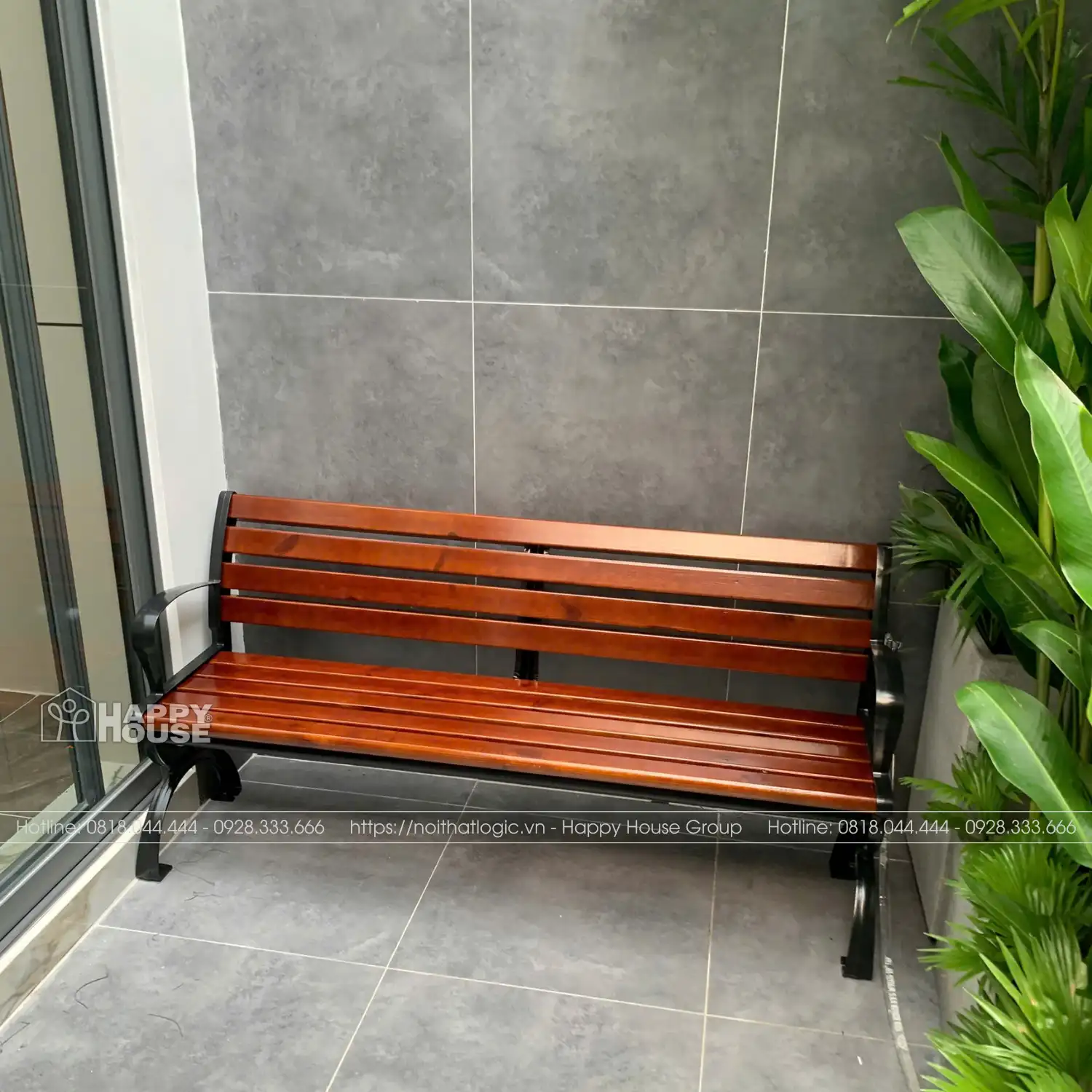 Ghế Công Viên Khung hợp kim nhôm, nan Gỗ thông Chile GCV-G02