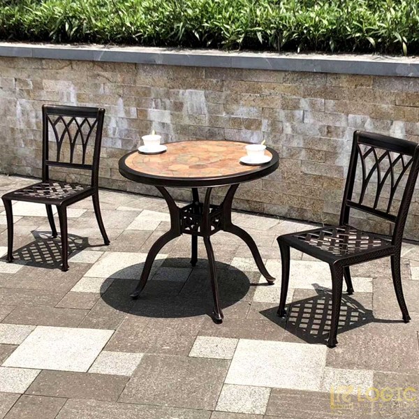 Bộ bàn ghế hợp kim nhôm đúc cafe sân vườn mặt đá MDI17-WD