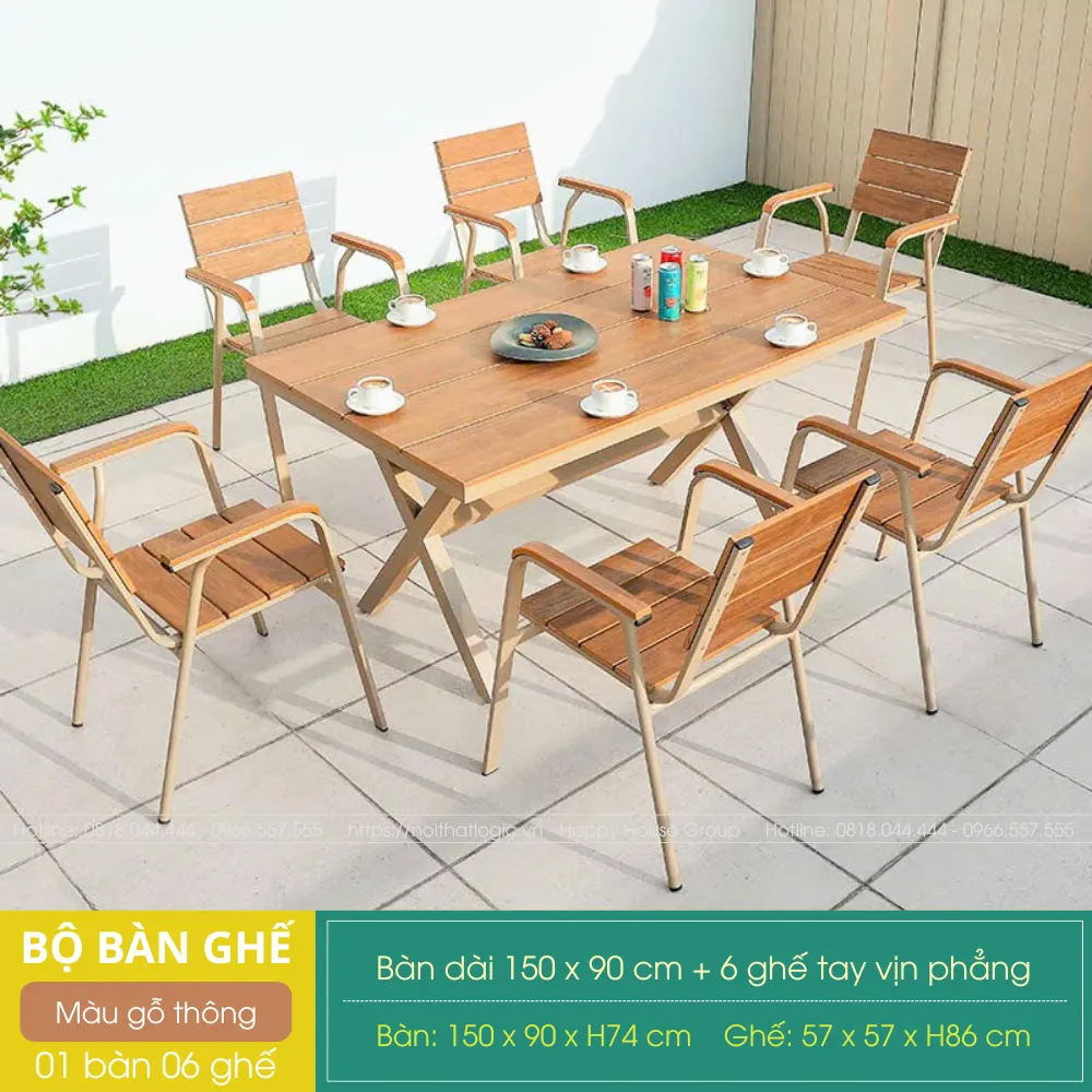 Bộ bàn ghế Composite chân chéo cao cấp CPS-CCL1500