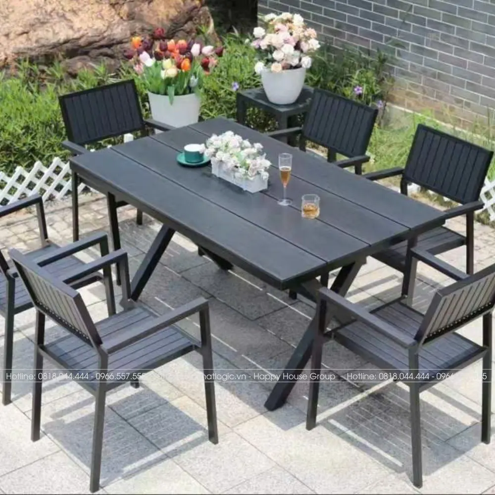Bộ bàn ghế Composite chân chéo cao cấp CPS-CCL1500