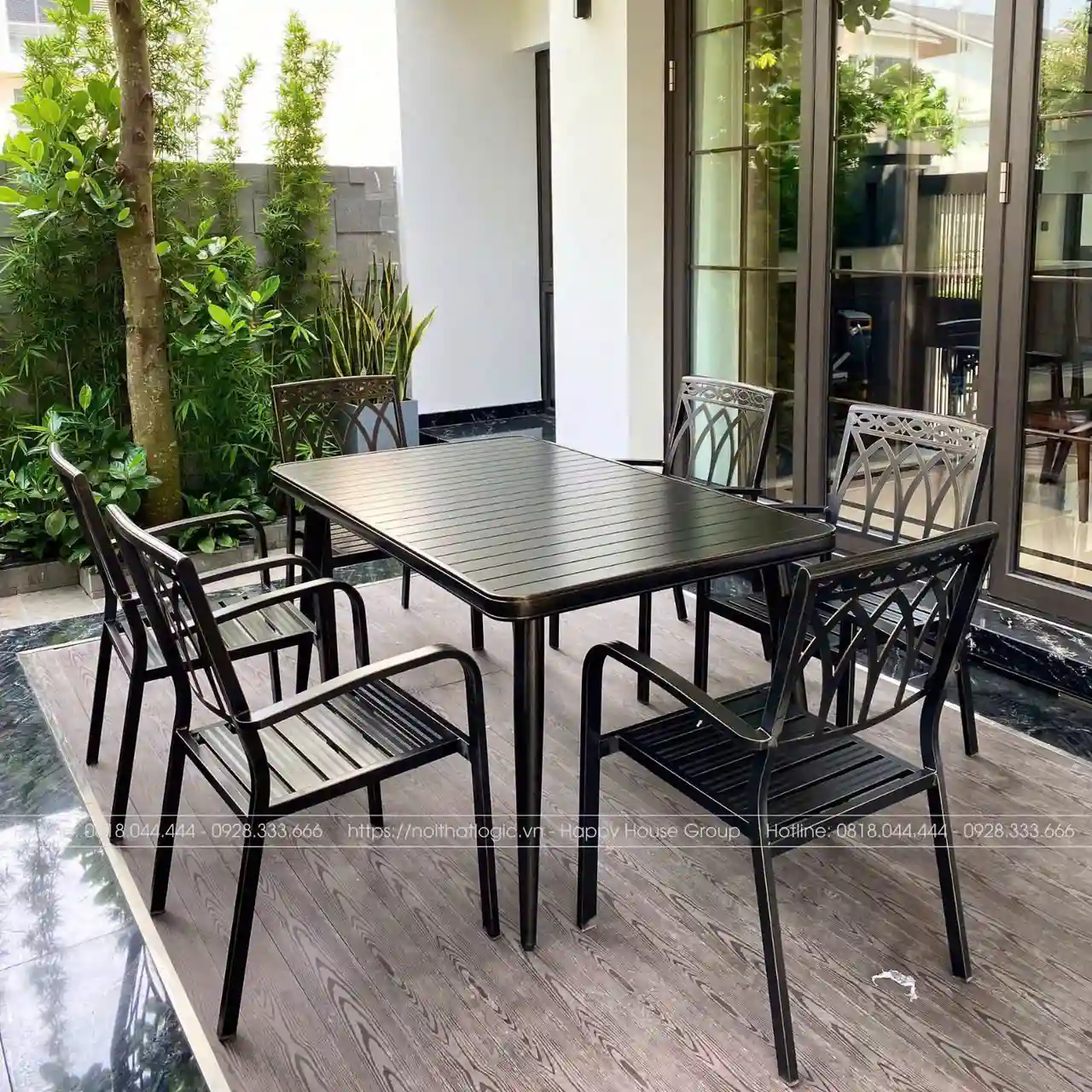Bộ bàn ghế nhôm đúc ngoài trời ND150NN-6G