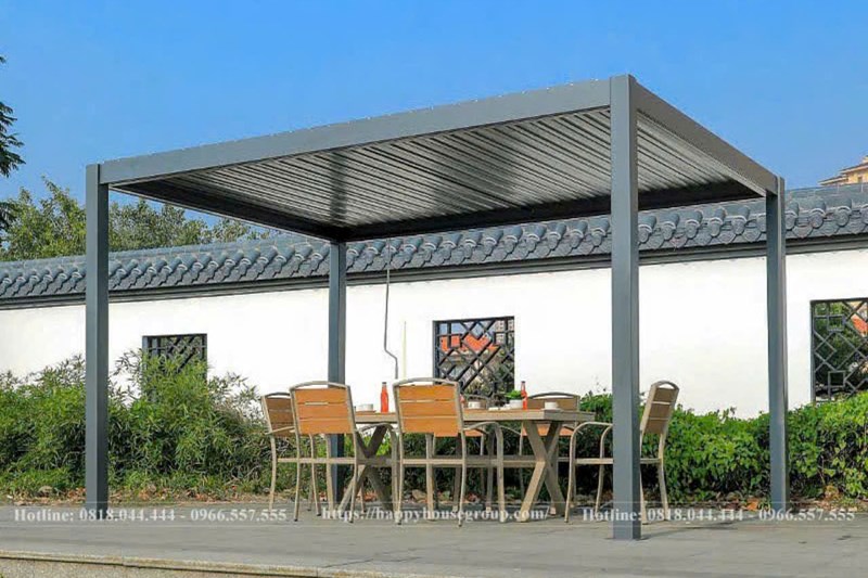 Nhà Chòi Sân Vườn Không Mành Pergola Aluminum NC-PAKM