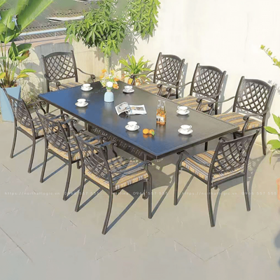 Bộ bàn nhôm đúc mặt liền cao cấp ngoài trời BN200-63B