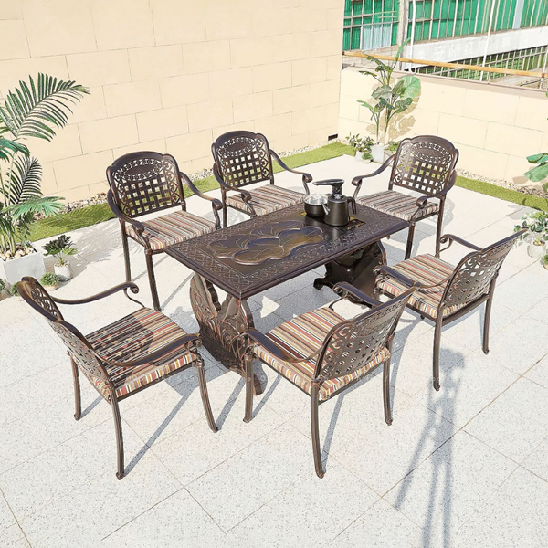 Bộ bàn trà  nhôm đúc sân vườn tích hợp bếp điện BT128-CRV