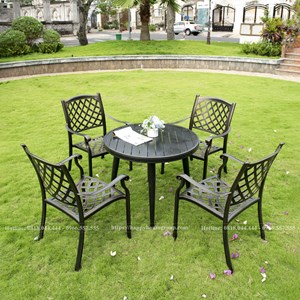 Bộ bàn ghế hợp kim nhôm đúc tròn nan nhôm D90