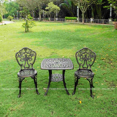 Bộ bàn ghế nhôm nhỏ dành cho ban công sân vườn  2 ghế BN60-A50B