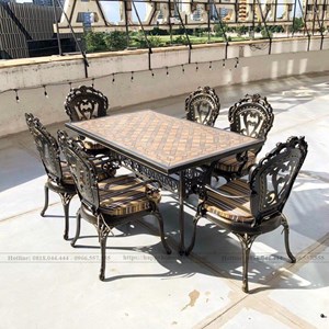Bộ bàn nhôm đúc mặt đá cao cấp ngoài trời MD150-TT