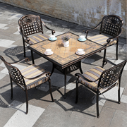 Bộ bàn nhôm đúc vuông mặt đá nhà hàng quán cafe sân vườn MD90-CRV